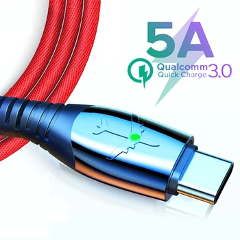 5A USB Tip C Kabel veliko polnjenje Hitro Polnjenje Za Huawei P40 P30 Pro Mate 20 Pro Čast Mobilni Telefon LED Hitro Polnjenje Podatkov Kabel