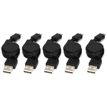 črna 5pcs Micro USB na USB Zložljive Sinhronizacijo Podatkov Kabel Polnilnika -15