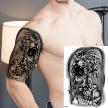 Realno Black Lion Plemenski Roko Začasne Tetovaže Za Moške Odrasle Tiger Woods Ponaredek Tattoo Nalepke Body Art Okras Tatoos Papirja