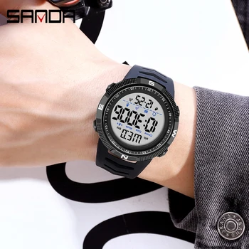SANDA Moda Prostem športen Bedeti Men ' s Multi-Funkcijo Watch Osebnost Chrono 5Bar Vodoodporni Digitalni Watch Reloj Hombre