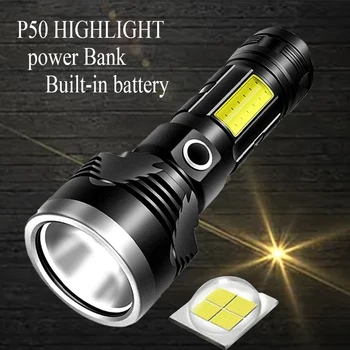 Super Močna LED Svetilka XHP50+cob Taktično Svetilko USB Polnilne Linterna Moči Banke Ultra Svetla Luč za Kampiranje