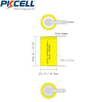 PKCELL 12Pcs 4/5sc1200mAh 1,2 V NICD Akumulatorska Baterija nicd Ravno Top Z Zavihki Za Solarno Razsvetljavo, Električne Vrtalne