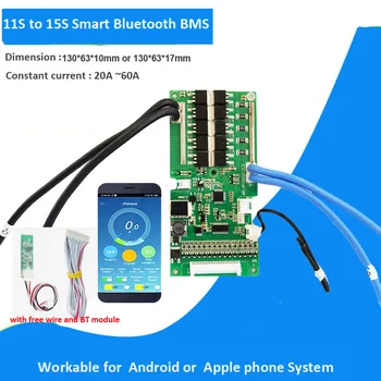 15S Lifepo4 48V ali 63V Li Baterije smart bluetooth BMS z UART ali RS485 Komunikacije na 20A 30A 40A 60A trenutno