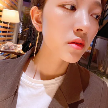 Korejski Moda Resast Uho Črte Prikazujejo Obraz Tanke Cirkon Krog Uho Linije Dolgo, Nenavadno Uhani Nakit Za Ženske 2021 Trend