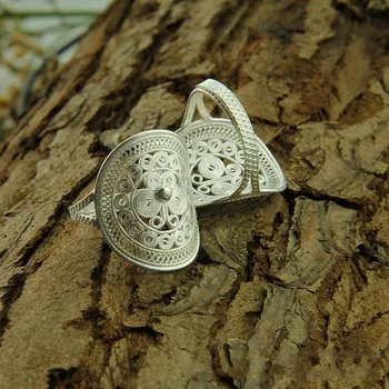 Novo Filigransko srebrni nakit realno S99O nohtov obroč za žensko osebnost obroč nastavljiv ročno izdelan metulj ženska obroči
