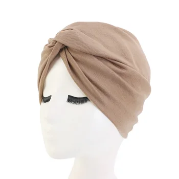 Muslimanske Ženske Elastično Bombažne Turban Klobuk Boemski stil twist turban Kemo Kapa Kapa Šal Pokrivala Headwrap izpadanje Las Pokrov