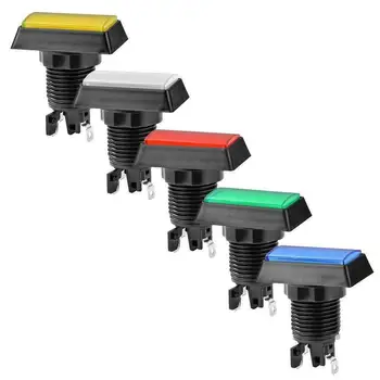 Zelena/Rdeča/Rumena/Modra/Bela Neobvezno Arkadna Igra Zamenjava Pravokotne DC 12V LED Osvetljeni Pritisni Gumb Z Mikro stikalo