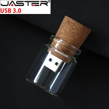 JASTER vroče USB3.0 stekla drift steklenico mehkega lesa ključek USB 4GB 8GB 16GB 32GB 64GB pen drive poroko spominski U disk