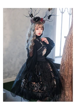 Gothic letnik sweet lolita obleko čipke očesa visoko pasu tiskanje povodcem viktorijanski obleko kawaii dekle gothic lolita jsk loli cos