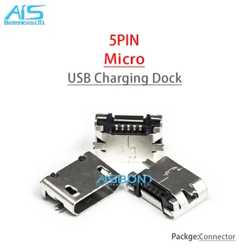 50Pcs/Veliko Mikro USB-vtičnico 5pin SMD Pin SMD Podatkov port Polnjenje Dock vmesnik Mini usb priključek brez stranskih