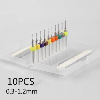 10 Kos Sveder Mini Micro Lesnoobdelovalnih Orodja, Pribor za 0,3~1,2 mm PCB Za Tiskanje Vezje Karbida Vrtanje Električna Orodja