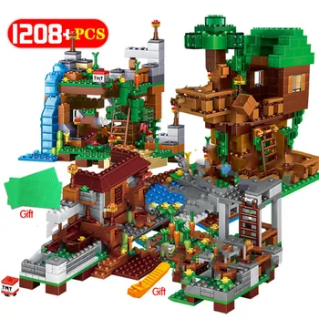 Moj Svet Postavlja temelje Legoinglys Vasi Mesto Drevo Minecraftings Hiša Slap Warhorse Opeke Igrače za Otroke