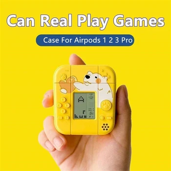 3D Gameboy Tetris Igre Konzole Brezžično Polnjenje Slušalke Primeru Mehka Silikonska Zaščitna Slušalka Lupini za Airpods 1 2 Pro 3