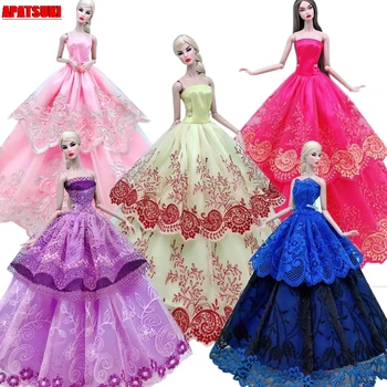 Pisane Čipke Poročno Obleko Za Barbie Doll Obleke Princess Party Obleke, Oblačila Za 1/6 BJD Lutke Pribor, Igrače, Darila