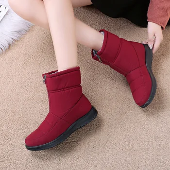 2021 Moda Zimski Škornji Ženske Čevlje Nepremočljiv Sneg Škornji Plus Žamet Oblazinjeni Čevlji Novo obliko Krog Toe Ženske Škornji