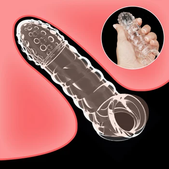 Visoko Elastična Kristalno Kondom Večkratno Uporabo Penis Extender Rokav Zamudo Izliv Penis Širitve Petelin Dick Obroč Spolnih Igrač Za Moške