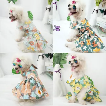 Poletni Cvetlični Lok Dog Oblačenja Pet Poročne Obleke Za Chihuahua Pug Yorkie Oblačila Kuža, Mačka Izdelki, Oblačila za Pse, za Majhne Pse