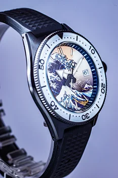 SHIRRYU Watch Moških Luksuzni Samodejni Watch NH35 Sapphire Kristalno 42.5 MM vrtljivi gumb Keramično Ploščo, 200 M Nepremočljiva C3 Svetlobna ročno uro