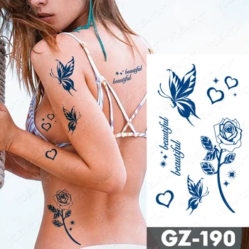 Sok, Ki Trajajo Črnilo Tetovaže Body Art Nepremočljiva Začasni Tattoo Nalepke Metulj Tattoo Roko Ponaredek Pero Rose Pogoltniti Tatto