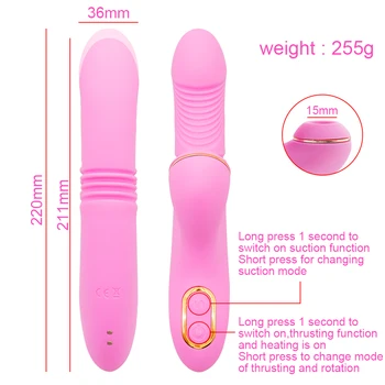 Sesanju Thrusting Rabbit Vibrator Za Ženske Klitoris Bedak Vagina Stimulator Ogrevanje Stretch Dildo Vibratorji Ženski Odrasle Sex Igrača