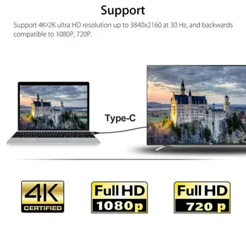 Tip-C USB-C HDMI je združljiv HDTV 4K Kabel Za Samsung Galaxy Note 8 9 S10+ Plus USB C
