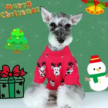 Pes Božič Puloverji za Majhne, Srednje Pse francoski Buldog Oblačila Risanka Rdeče Pozimi Psa Oblačila Pes Darila Za hišne Ljubljenčke