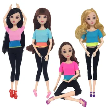 Besegad 3Sets Moda Mini Dekle Lutka Joga Telovnik, Hlače, Vrhovi, Hlače, Obleke, T-majica, Hlače, Športna Oblačila, Pribor za Igrača Barbie