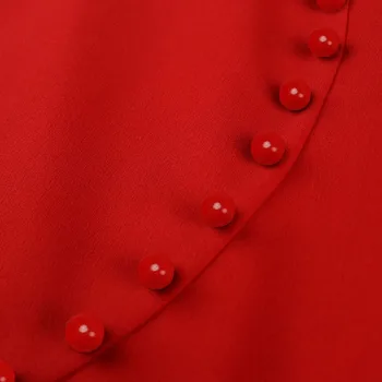 Pozimi, Jeseni Rdeče Dolga Obleka Ženske Elegantne Split Beaded Priložnostne Ženske Obleke Urad Dolgo SleeveTurn navzdol Ovratnik Maxi Vestidos