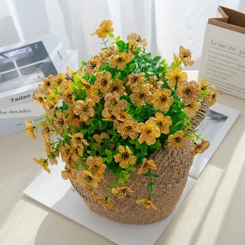 Umetnih Plastičnih Češnje Cvetovi Svile Daisy Božični Okraski Vaza za Dom Vrt Stranko Poroko Ponaredek Rastline Eucalyptus