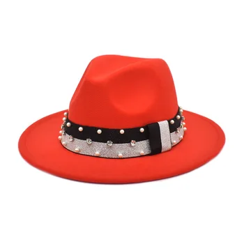 Pearl band fedora jazz klobuk Unisex fedoras modni klobuki za ženske in moške cerkev klobuk rock star klobuk rock fedoras klobuk