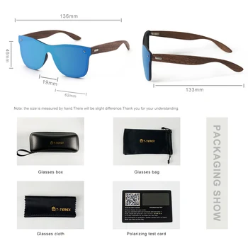 T-TEREX Polarizirana sončna Očala Zrcalni Objektiv UV400 Okvir Lesa Oblikovalec blagovne Znamke Vintage sončna Očala Visoke Kakovosti Za Moške, Ženske