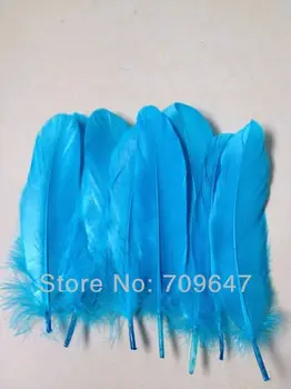 Modra Pero! 200PCS/LOT 6-8inch/15-20 CM Najlepših Turkizno Gos Satinettes Perje,Nebo Modro perje
