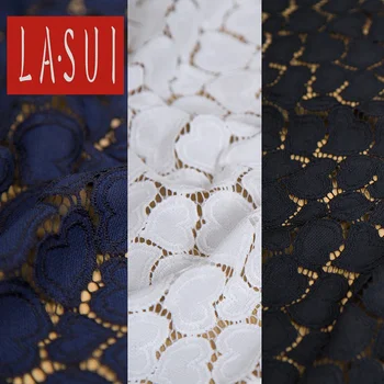 LASUI 4colors Mornarsko modra, Roza Srce vzorec Čipke Votlih Tkanin Ženske Vrhovi, Obleke, Čipke DIY