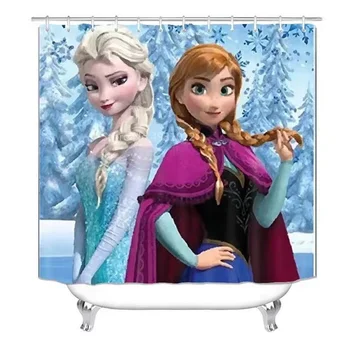 Disney Risanke Princesa Dekleta Tuš Zavese Pepelka sneguljčica Nepremočljiva s Kavlji Nastavite Kopalnica Dom Za Dekleta Darila